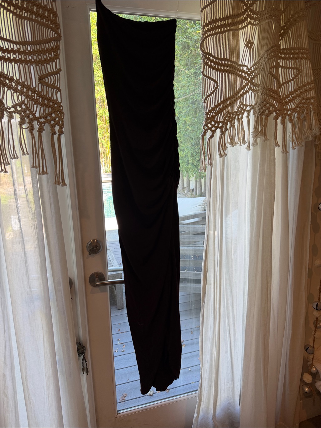 Nookie Brown One-Shoulder Ruched Maxi Dress